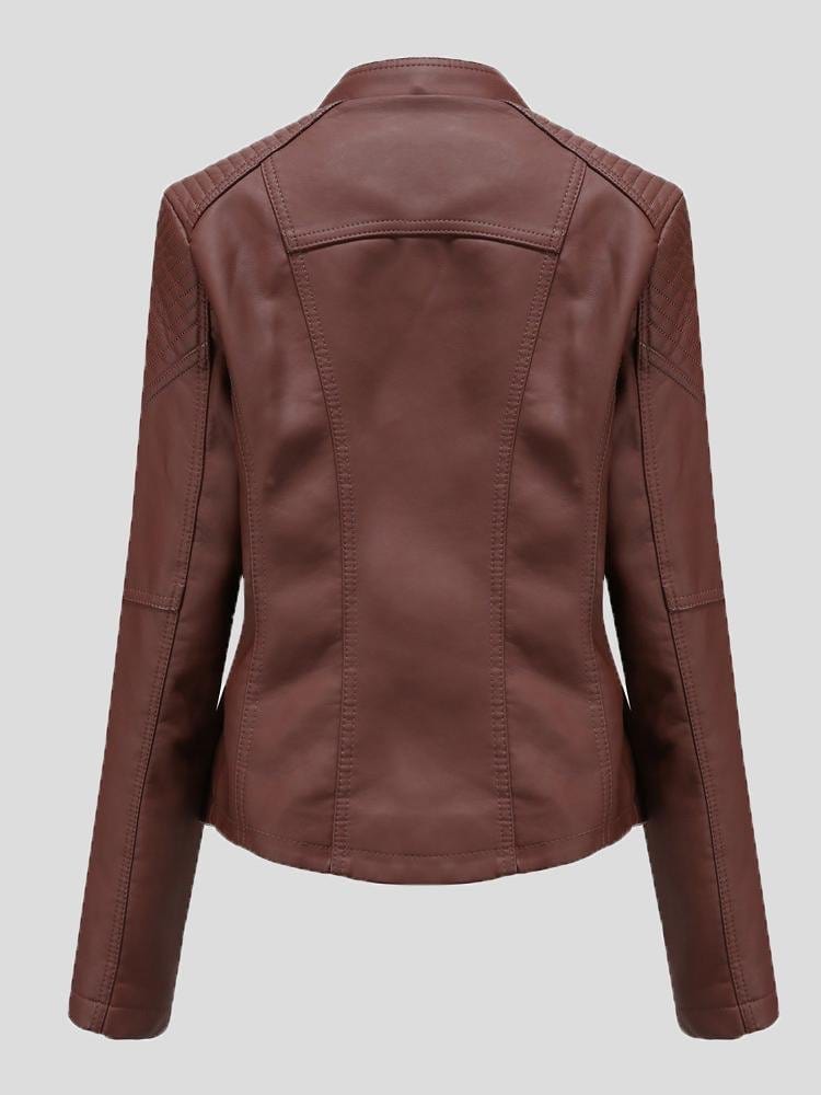 Short Slim Leather Motorcycle Jacket