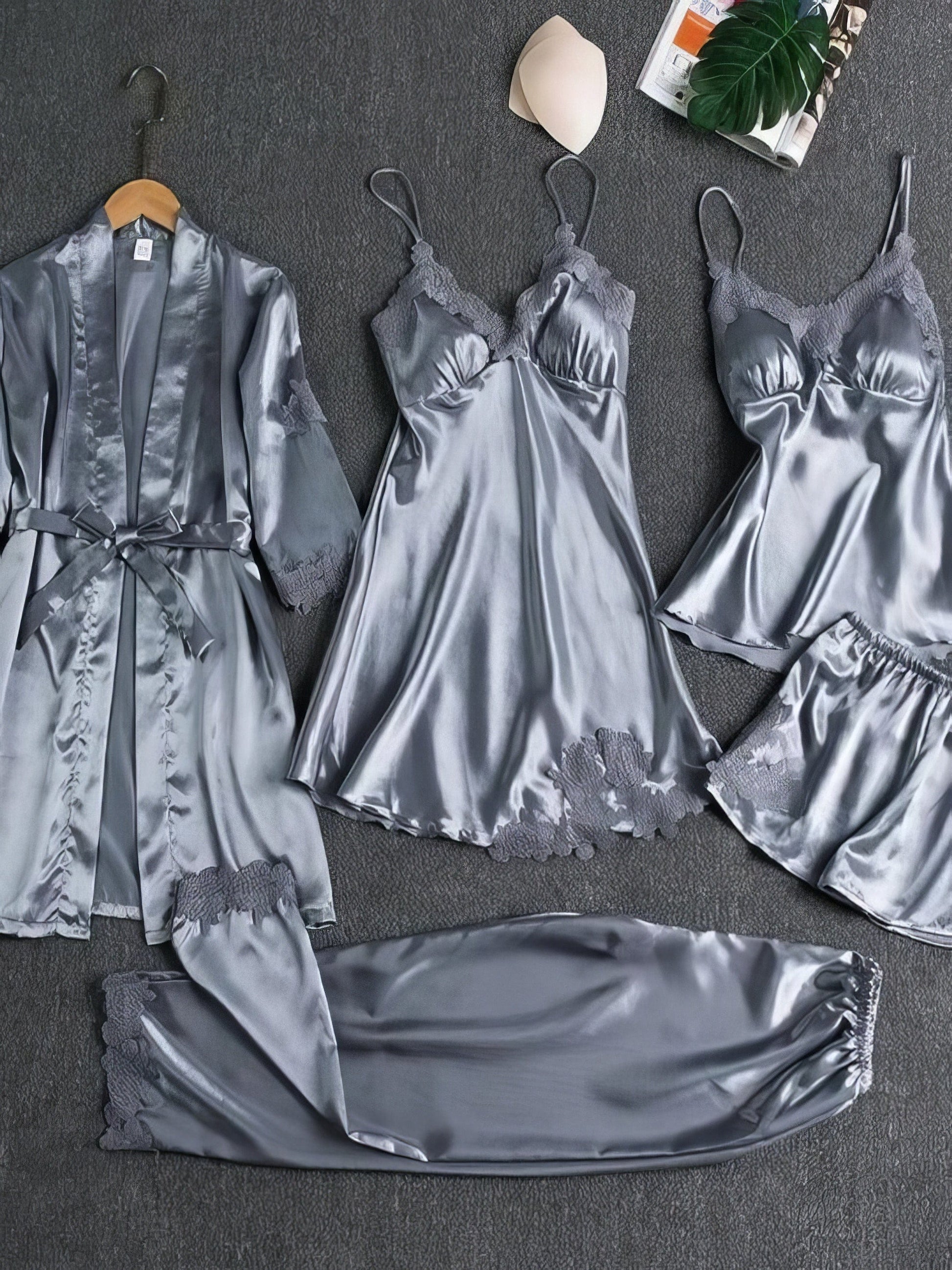 Silk 5 Piece Pajama Set