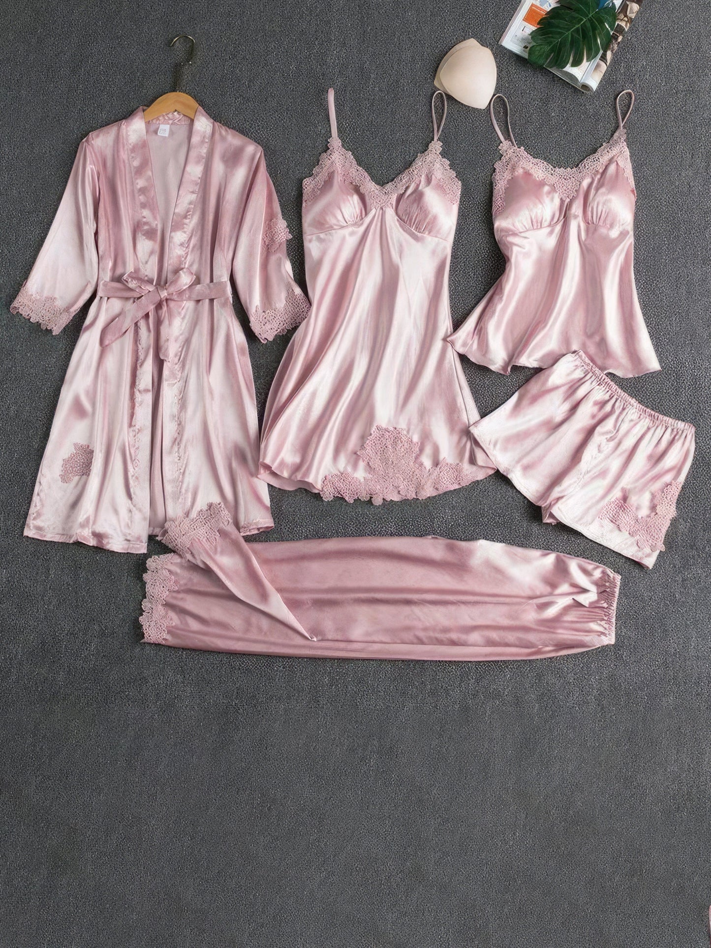 Silk 5 Piece Pajama Set