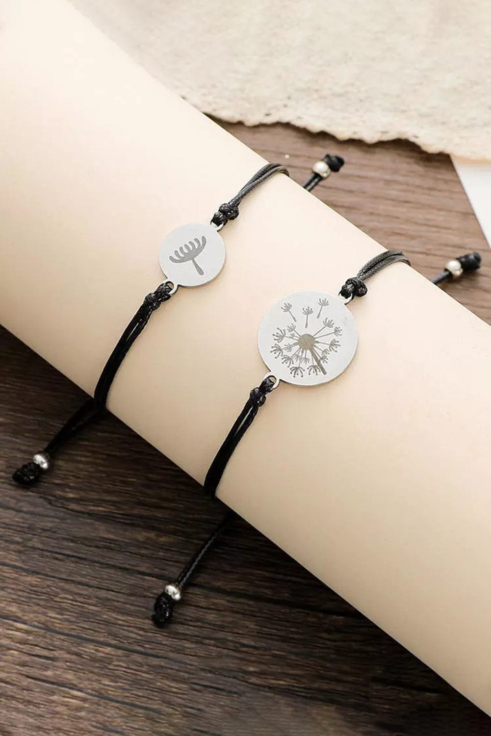 Silver 2Pcs Dandelion Alloy Bracelet