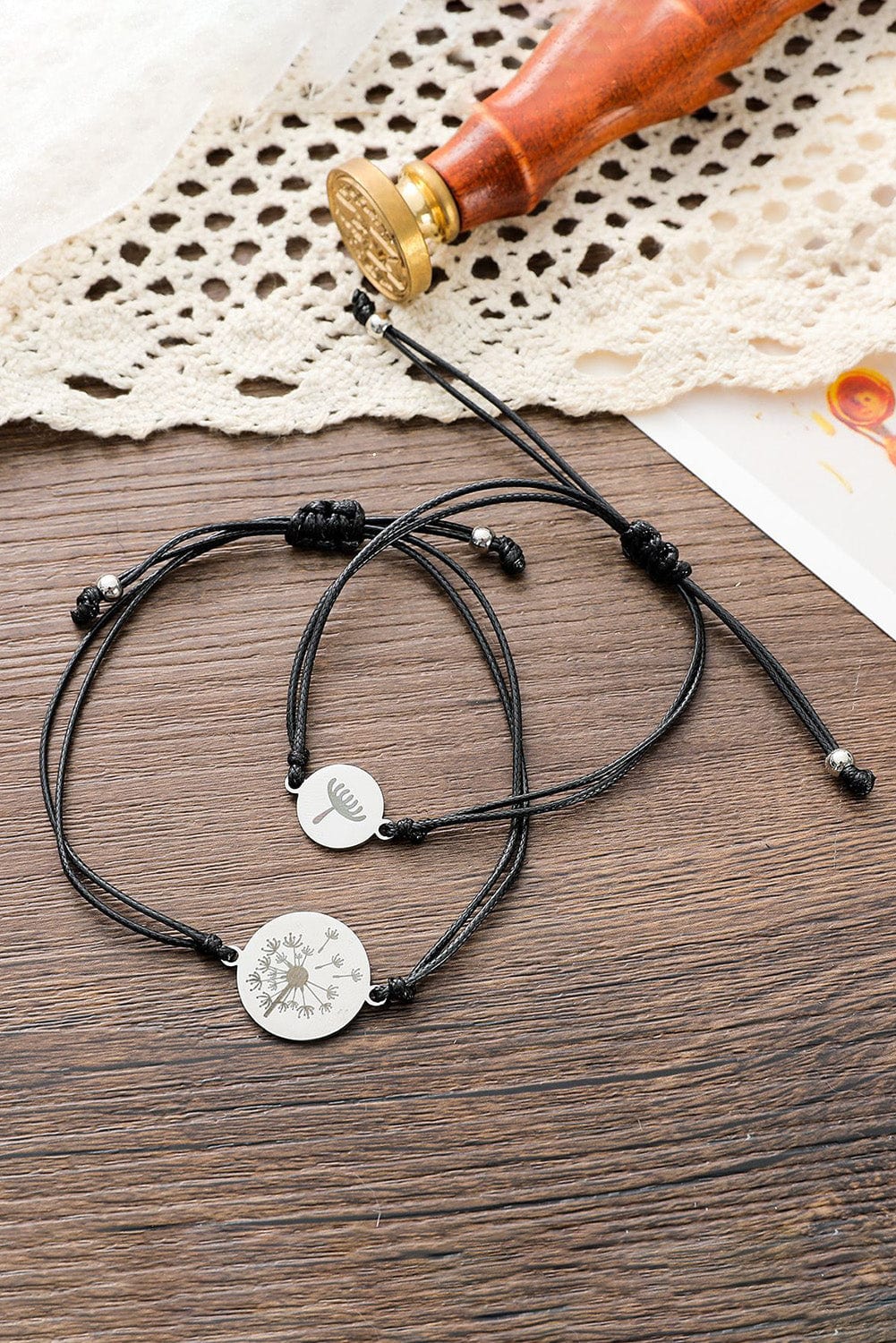 Silver 2Pcs Dandelion Alloy Bracelet