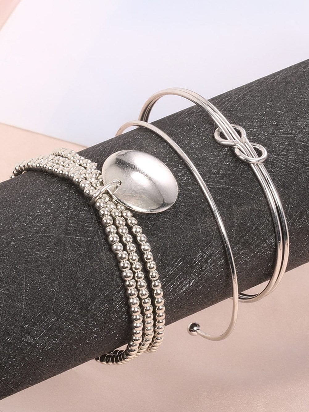 Silver Bohemian Beaded 3-piece Bracelet Set