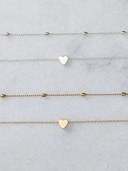 Silver Valentine Heart Shaped Layered Chain Necklace