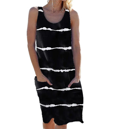 Women's Shift Dress Midi Dress Black White Wine Sleeveless Striped Summer Spring Casual 2023 S M L XL XXL 3XL 4XL 5XL