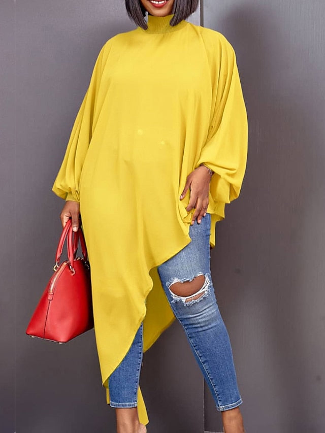 Women‘s Plus Size Curve T Shirt Dress Tee Dress Solid Color Turtleneck Ruched Long Sleeve Fall Spring Casual Maxi long Dress Casual Daily Dress