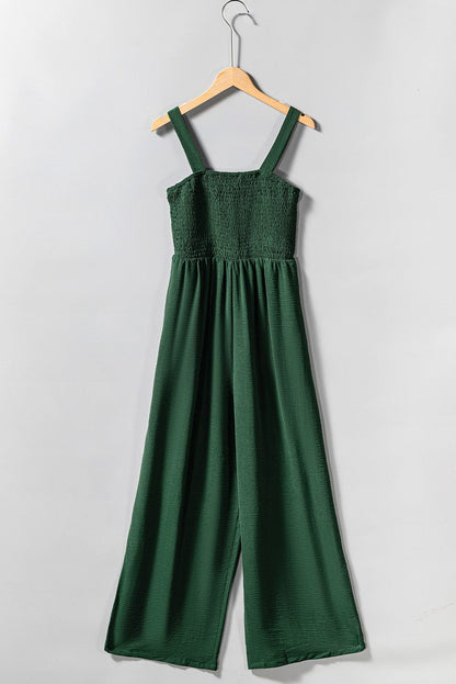 Solid Button Sling Pocket Wide-Leg Jumpsuit