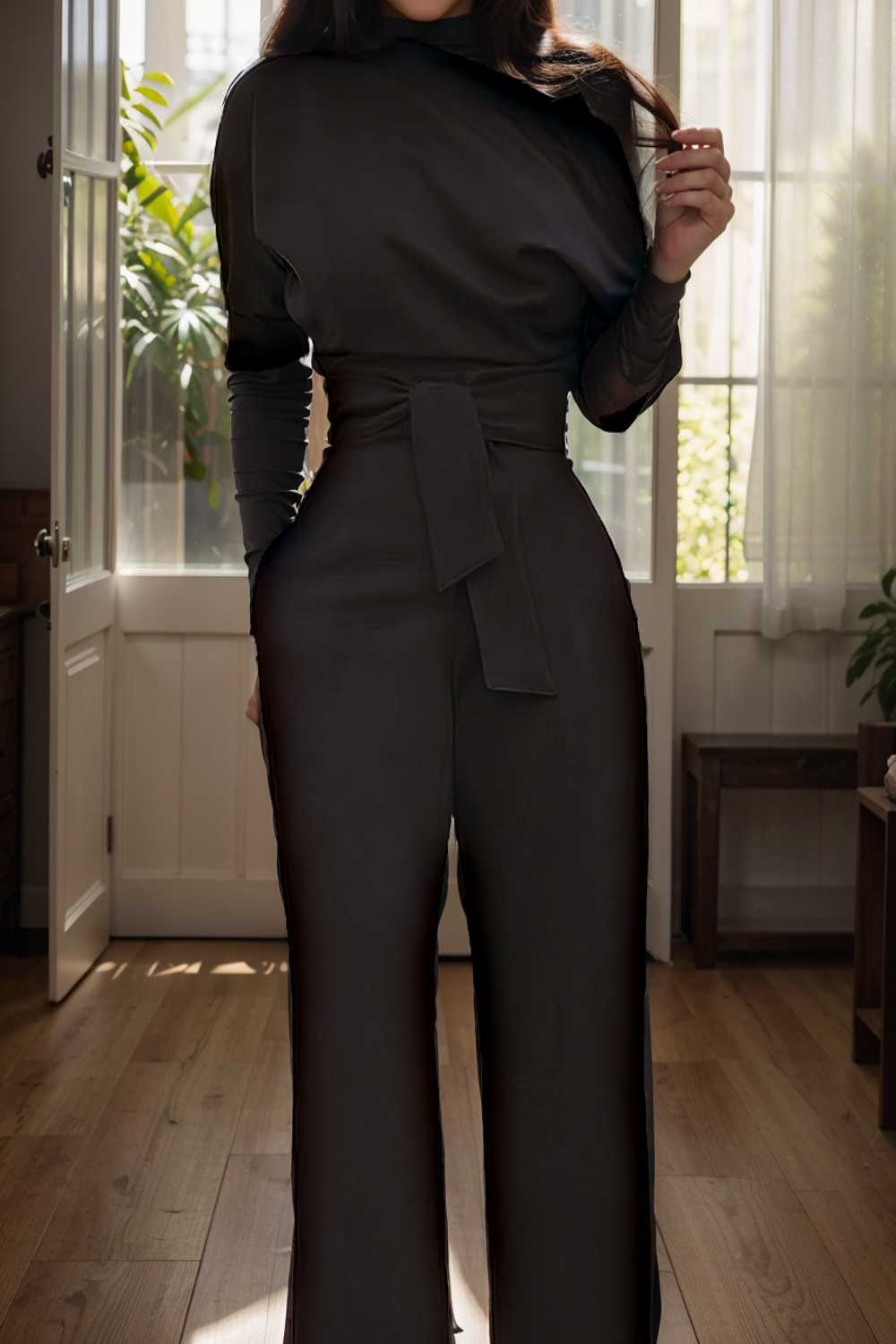 solid color one shoulder short sleeve jumpsuit 109804
