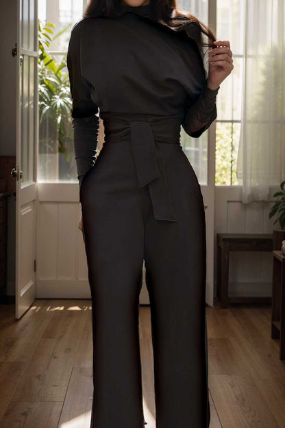 solid color one shoulder short sleeve jumpsuit 109804