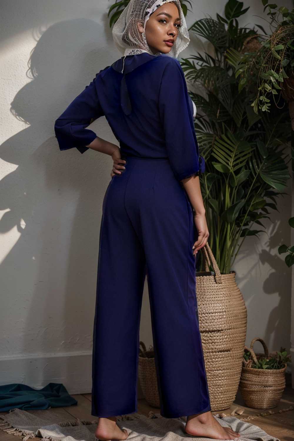 solid color one shoulder short sleeve jumpsuit 107868