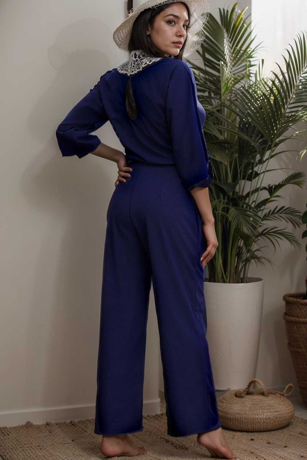 solid color one shoulder short sleeve jumpsuit 109746
