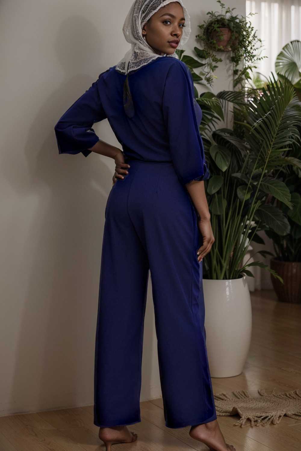 solid color one shoulder short sleeve jumpsuit 107858