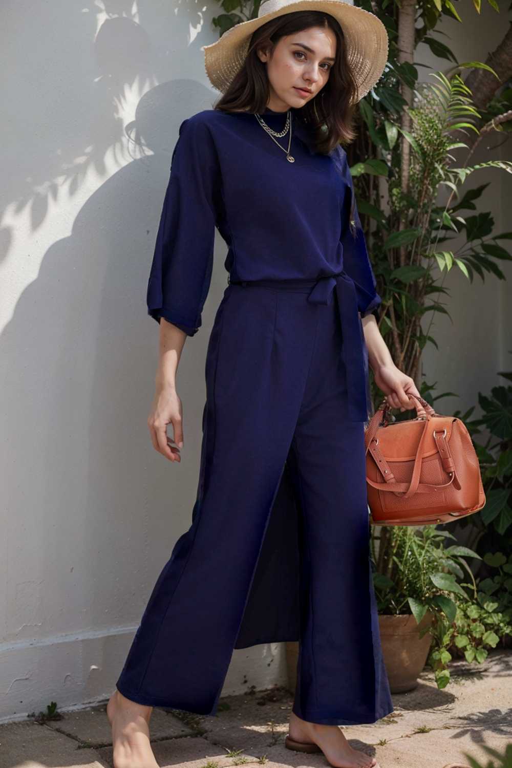 solid color one shoulder short sleeve jumpsuit 109737