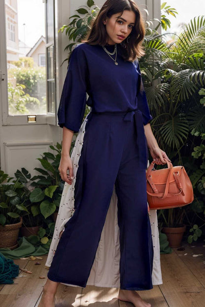 solid color one shoulder short sleeve jumpsuit 107847