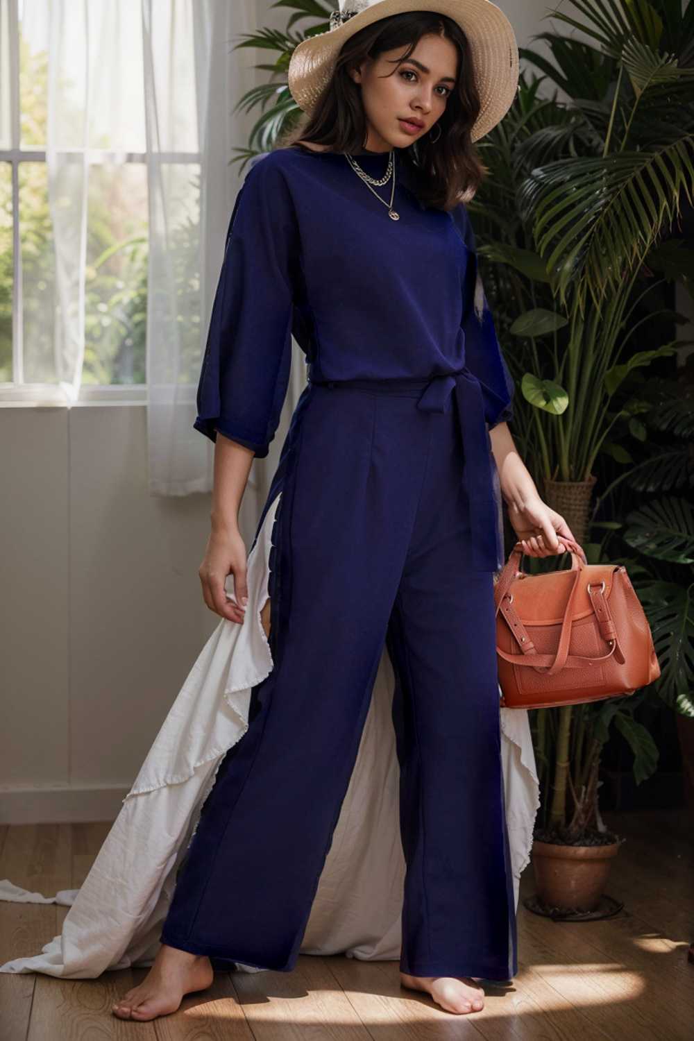 solid color one shoulder short sleeve jumpsuit 107845