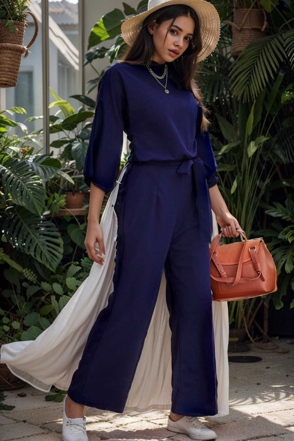 solid color one shoulder short sleeve jumpsuit 149708