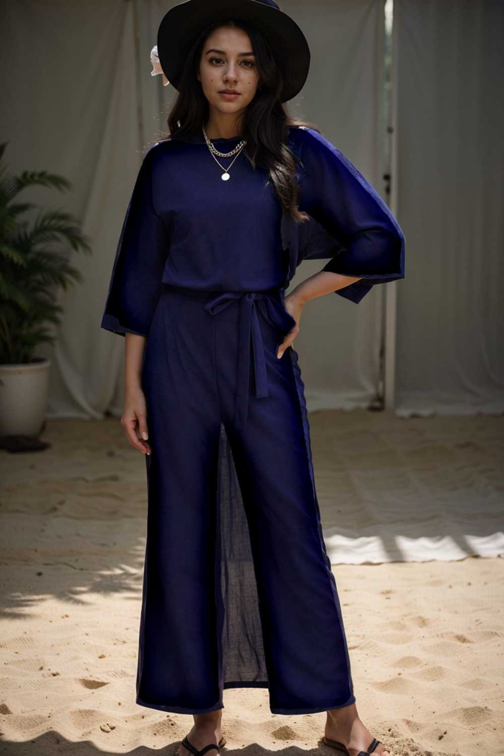 solid color one shoulder short sleeve jumpsuit 109735