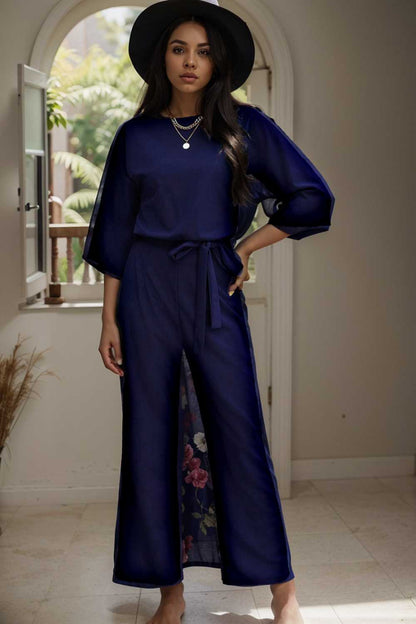 solid color one shoulder short sleeve jumpsuit 107835