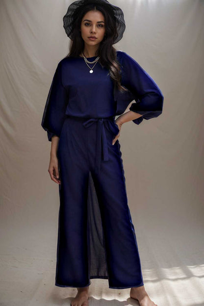 solid color one shoulder short sleeve jumpsuit 107828