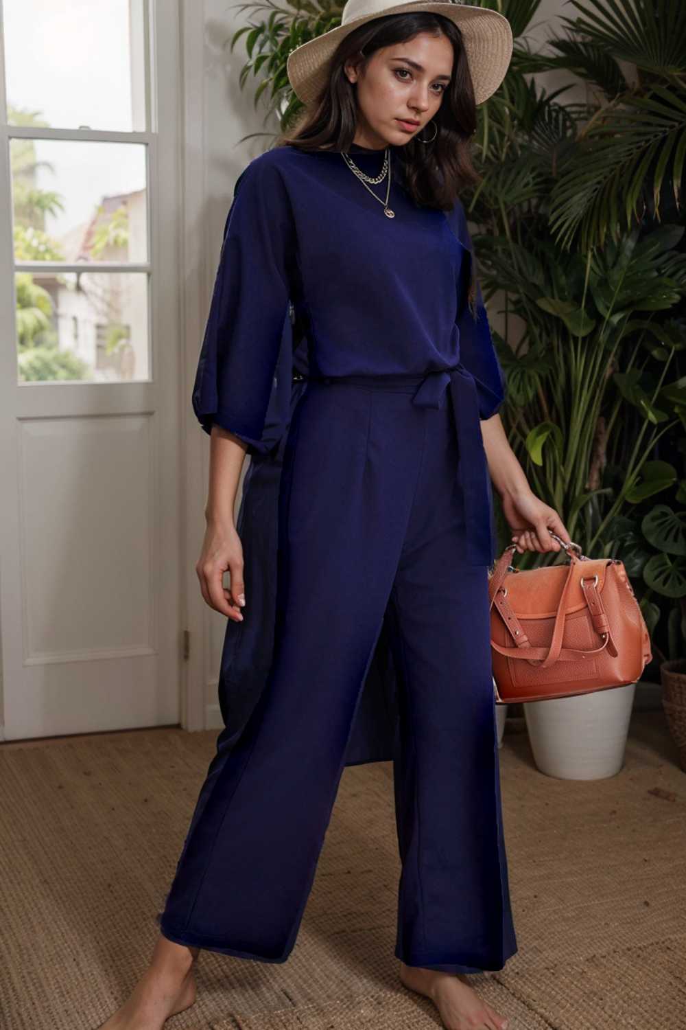 solid color one shoulder short sleeve jumpsuit 109728