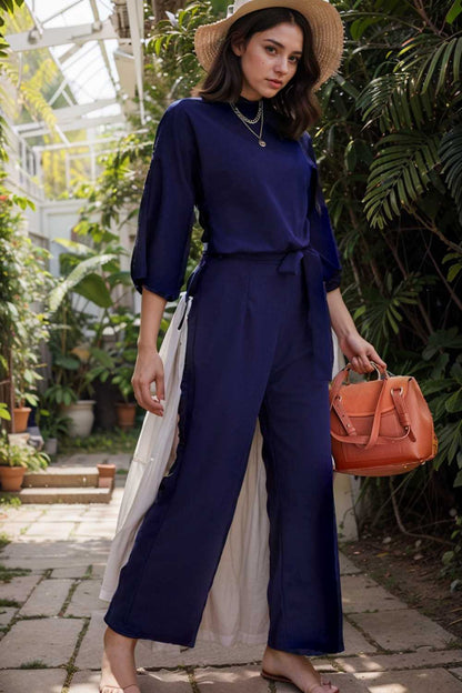 solid color one shoulder short sleeve jumpsuit 109727