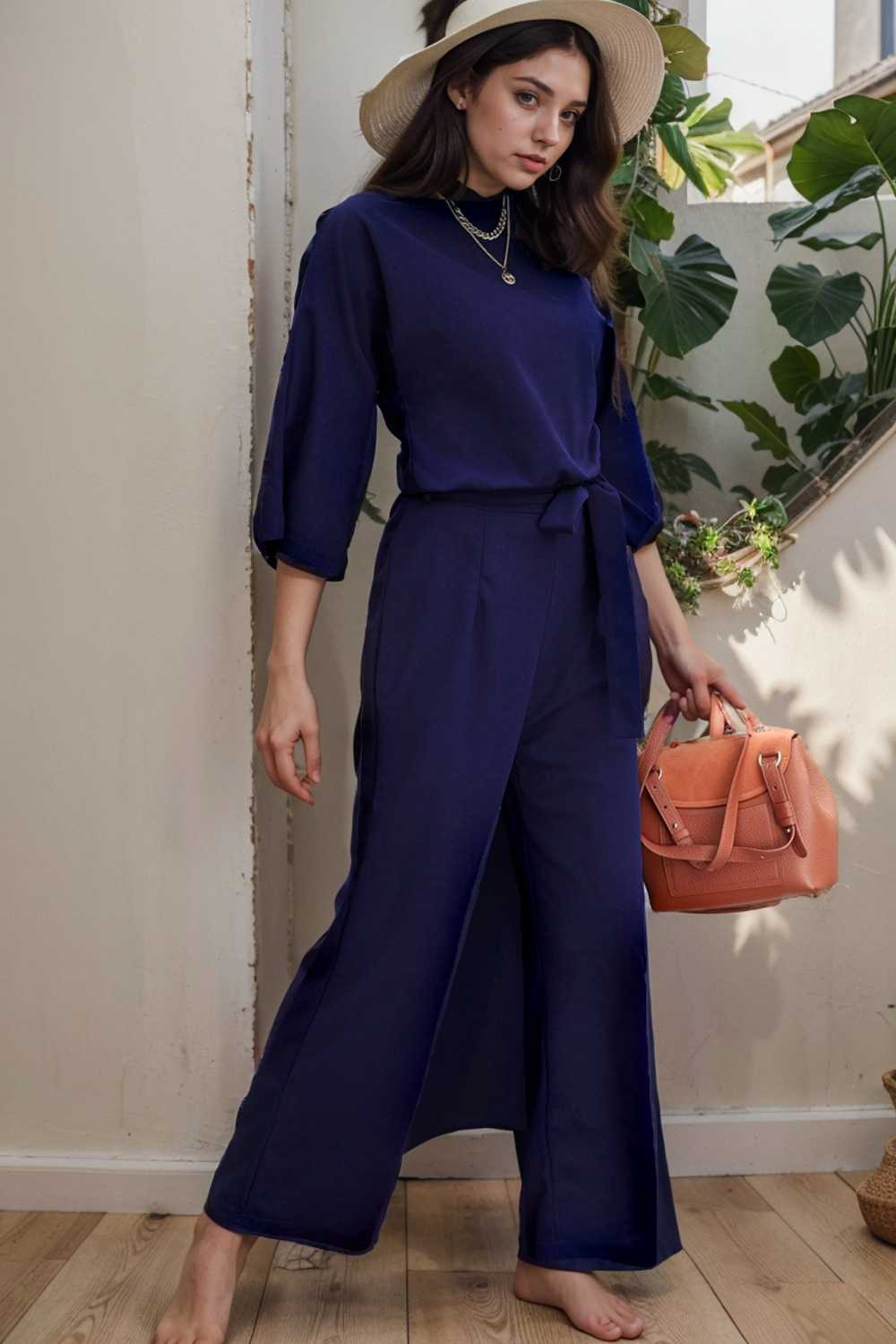 solid color one shoulder short sleeve jumpsuit 109724