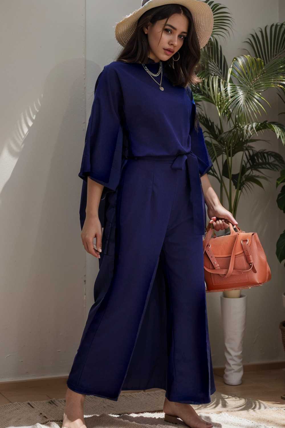 solid color one shoulder short sleeve jumpsuit 107819