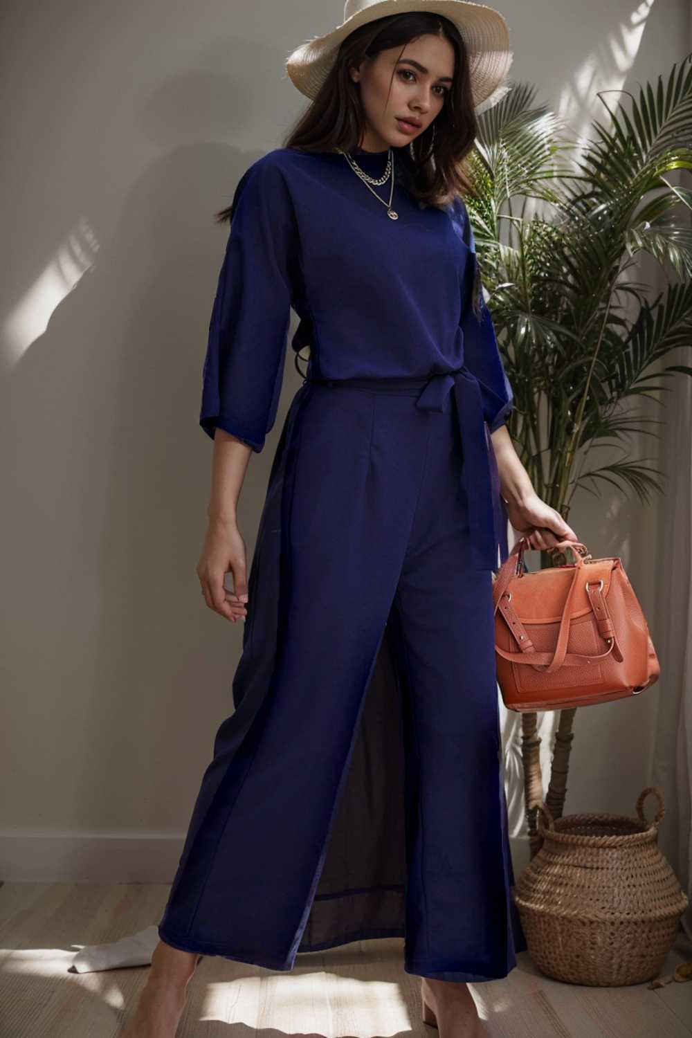 solid color one shoulder short sleeve jumpsuit 107817