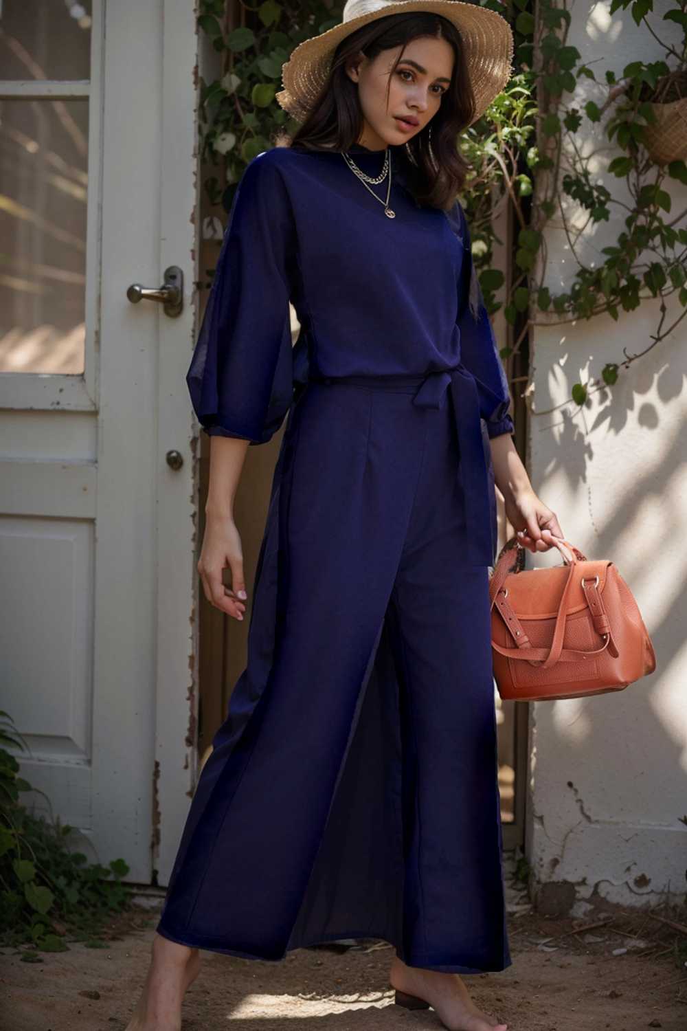 solid color one shoulder short sleeve jumpsuit 109111