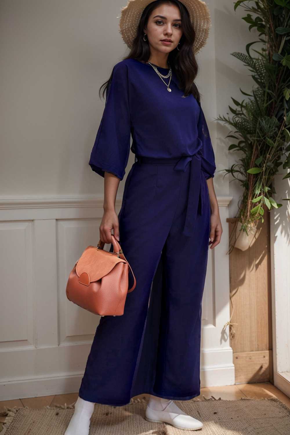 solid color one shoulder short sleeve jumpsuit 109721
