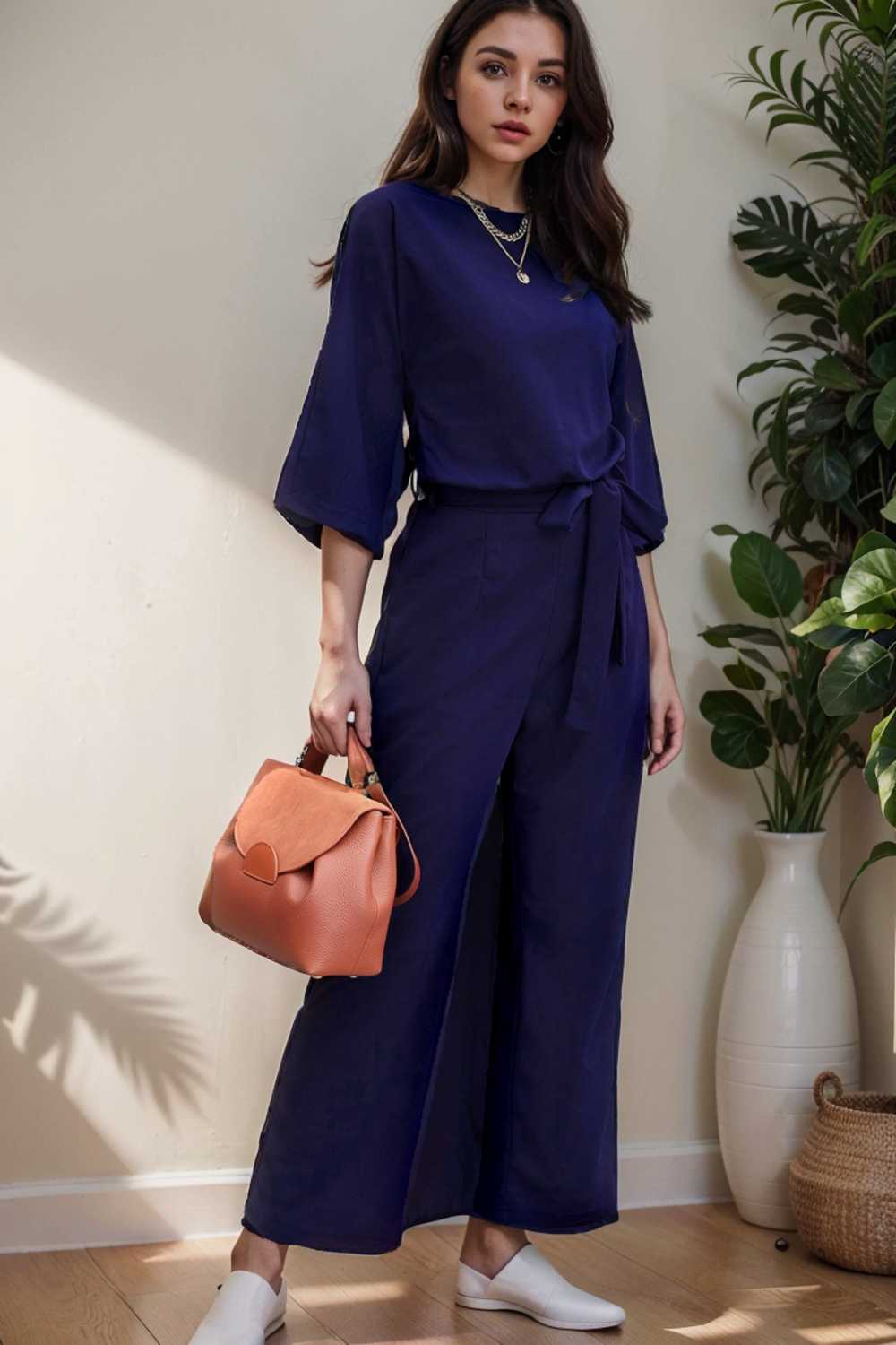 solid color one shoulder short sleeve jumpsuit 109106