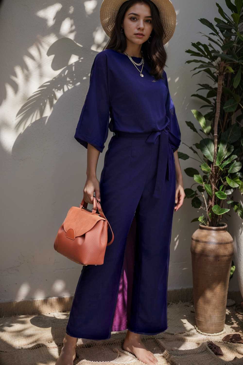 solid color one shoulder short sleeve jumpsuit 109718