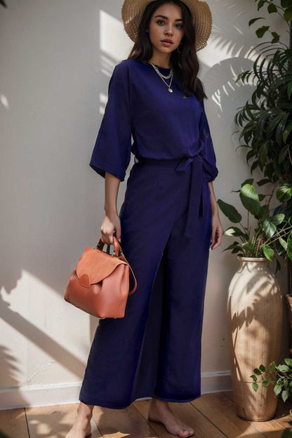 solid color one shoulder short sleeve jumpsuit 109104