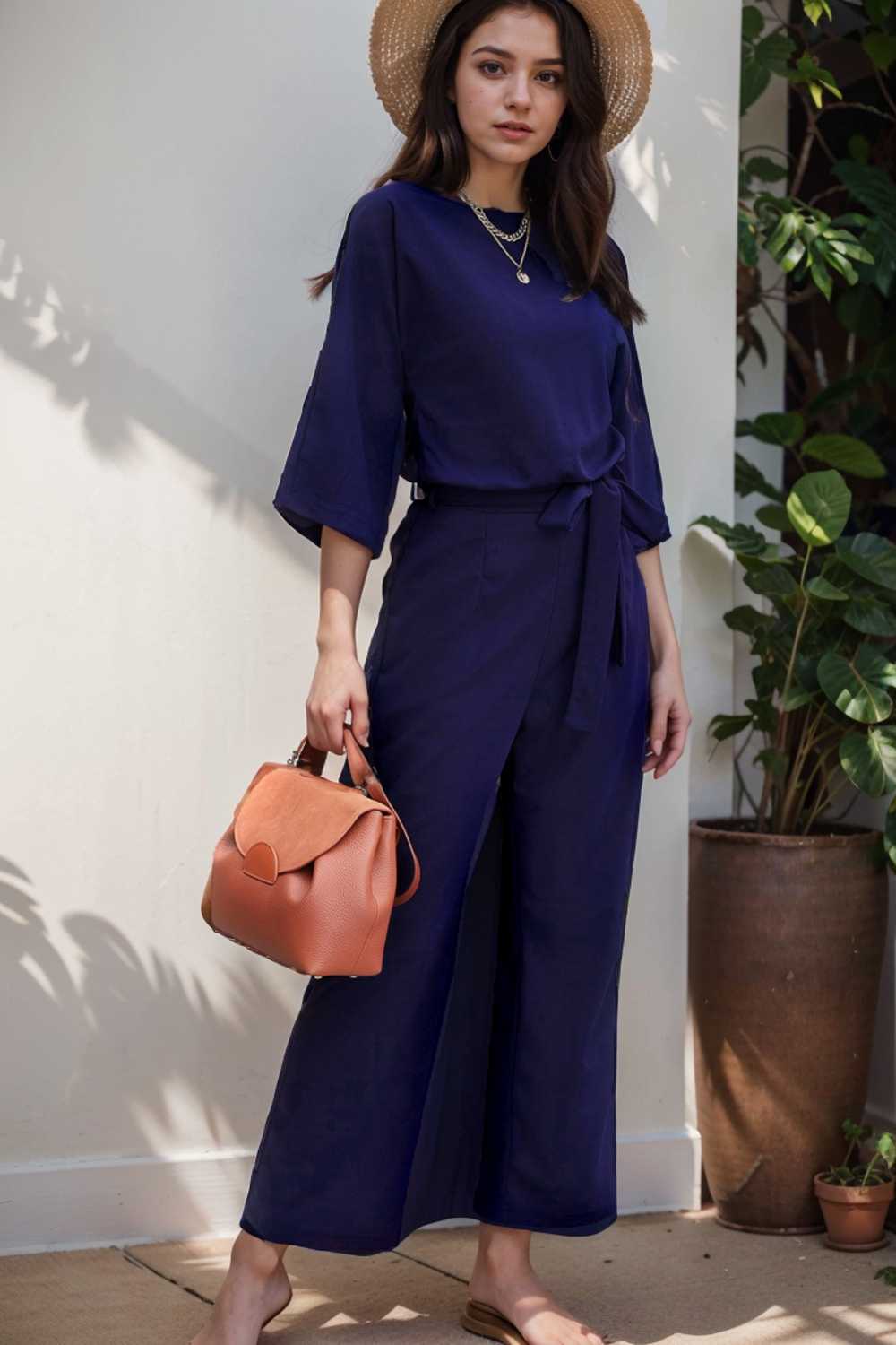 solid color one shoulder short sleeve jumpsuit 109715