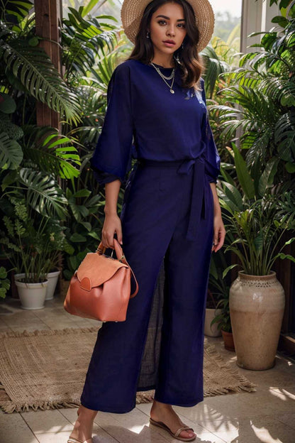 solid color one shoulder short sleeve jumpsuit 109102