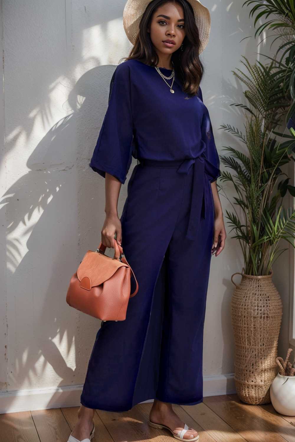 solid color one shoulder short sleeve jumpsuit 109100