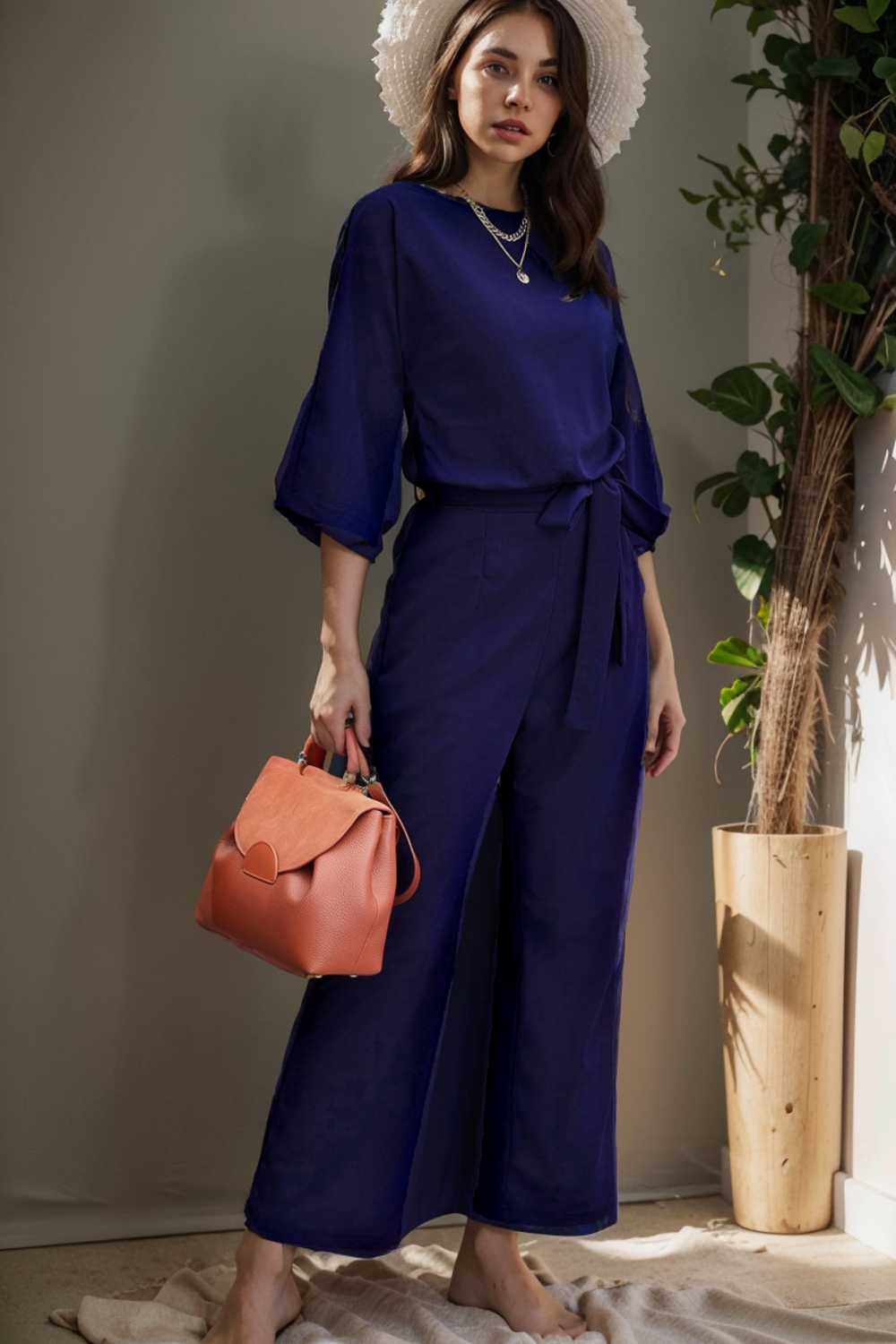 solid color one shoulder short sleeve jumpsuit 109099