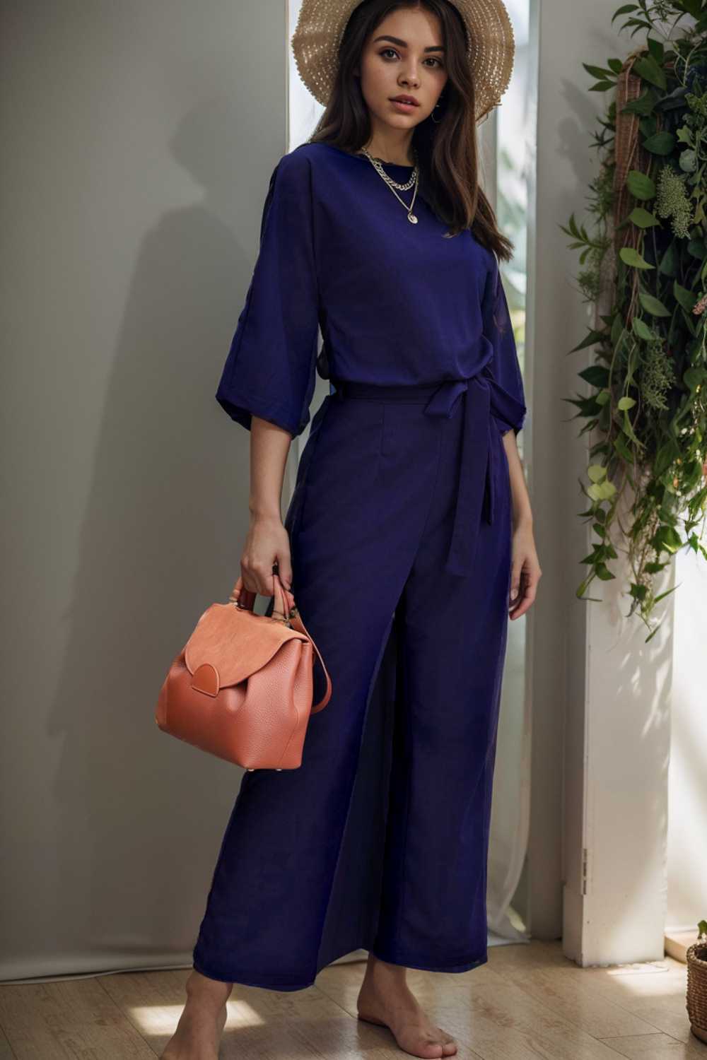 solid color one shoulder short sleeve jumpsuit 109097
