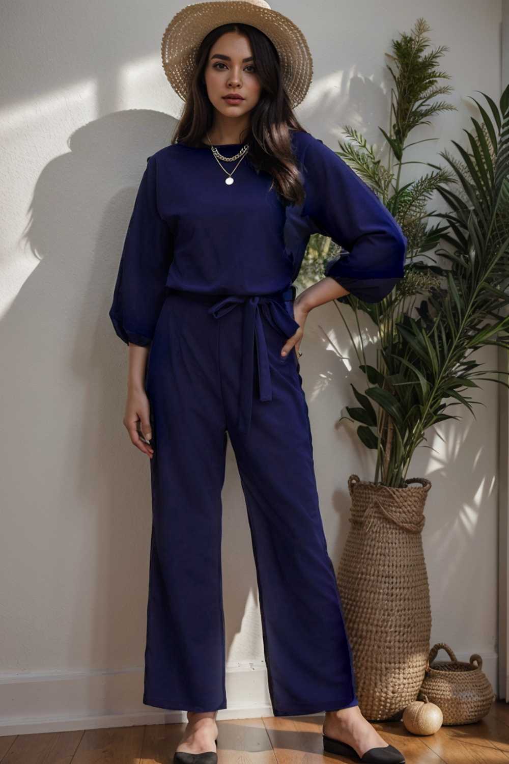 solid color one shoulder short sleeve jumpsuit 109090