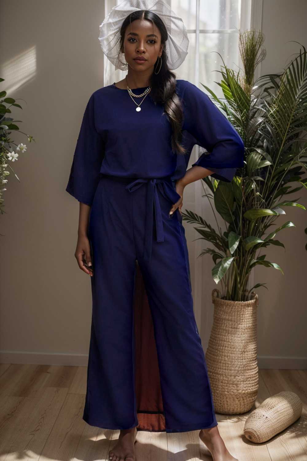solid color one shoulder short sleeve jumpsuit 110180