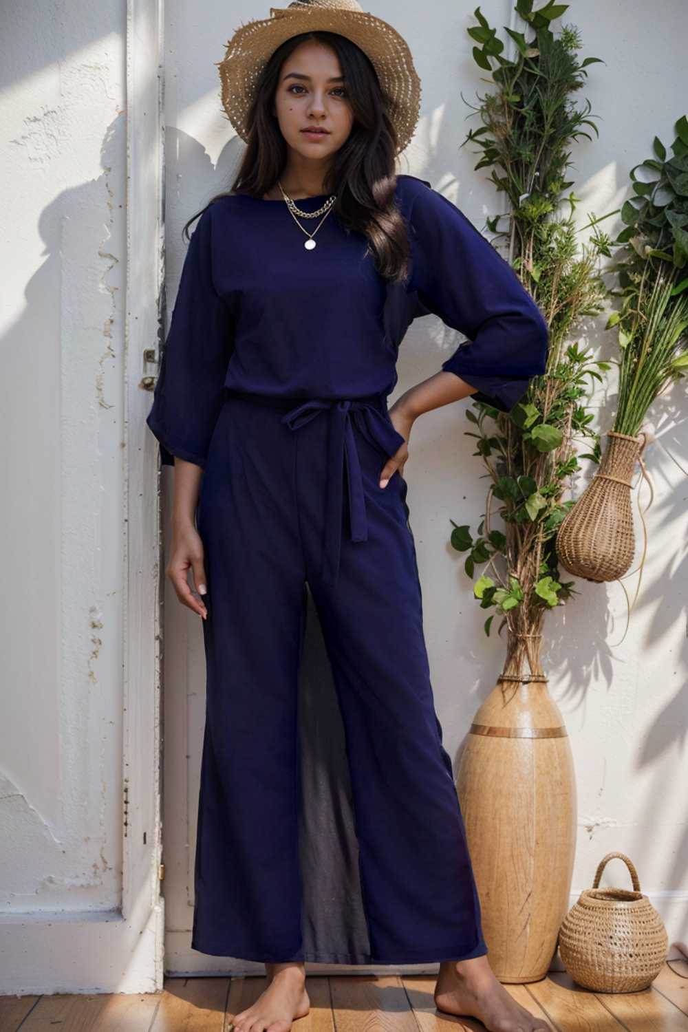 solid color one shoulder short sleeve jumpsuit 105010