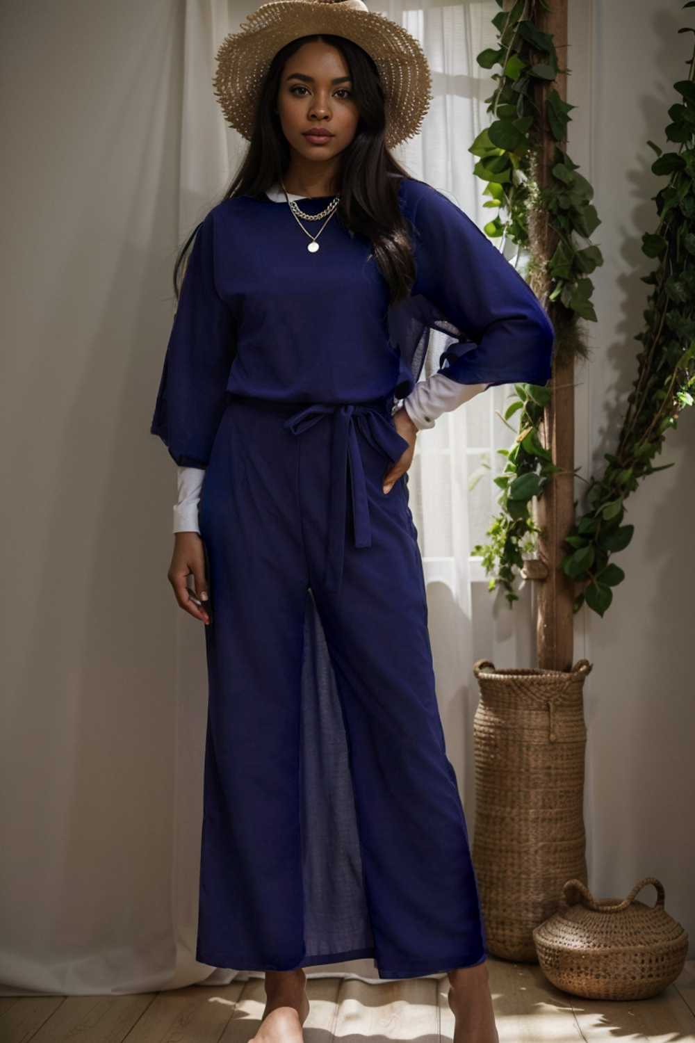 solid color one shoulder short sleeve jumpsuit 110174