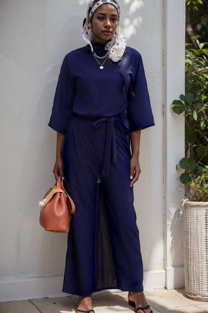 solid color one shoulder short sleeve jumpsuit 104998