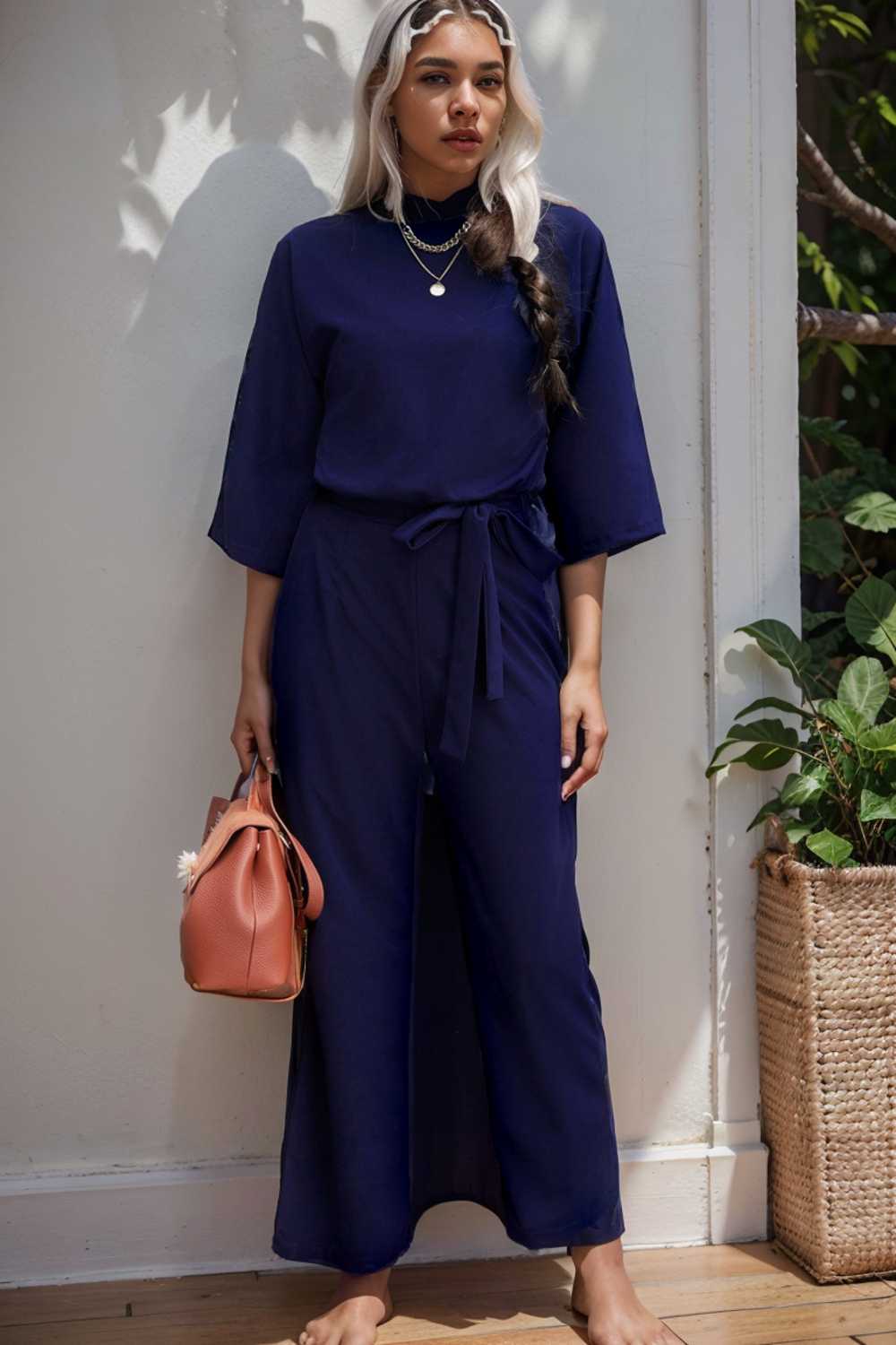 solid color one shoulder short sleeve jumpsuit 110150