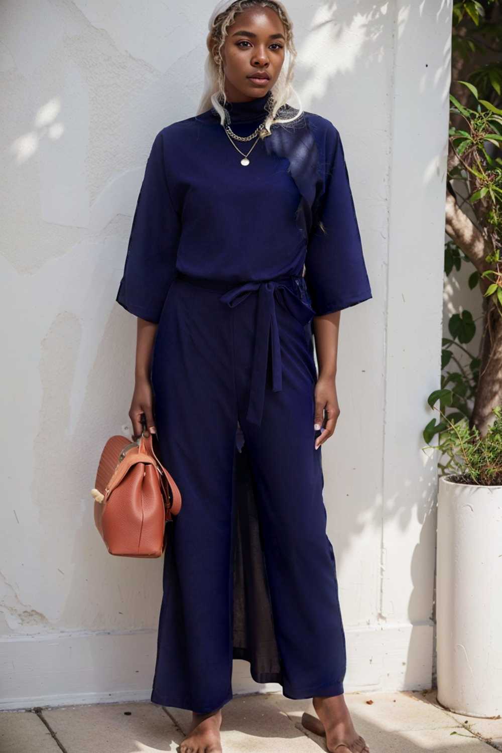 solid color one shoulder short sleeve jumpsuit 110148