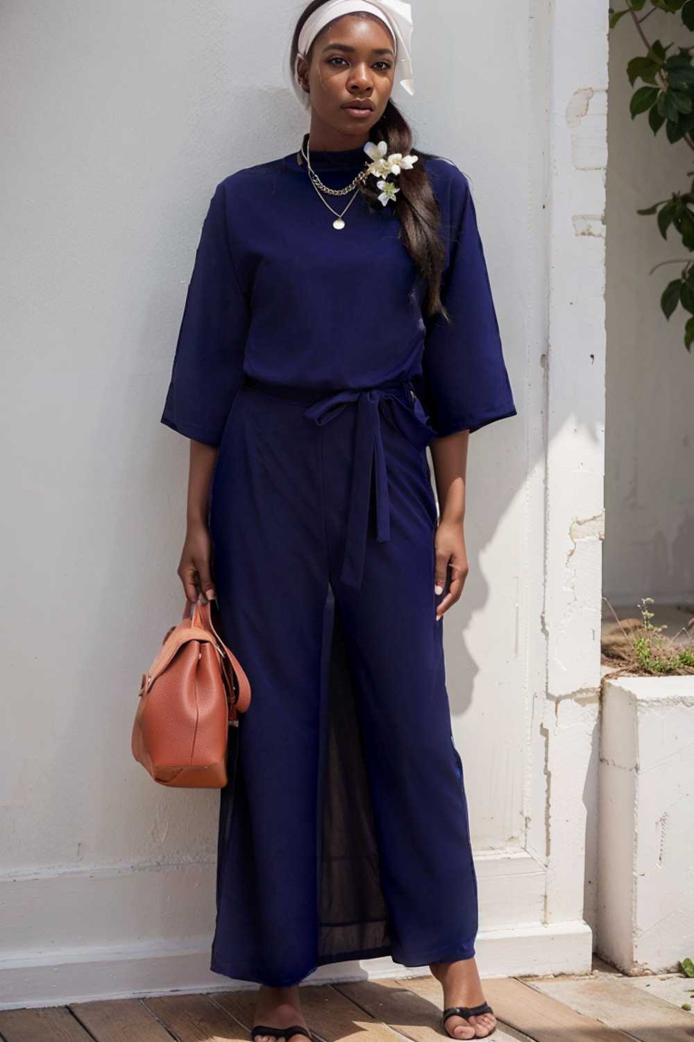 solid color one shoulder short sleeve jumpsuit 110147