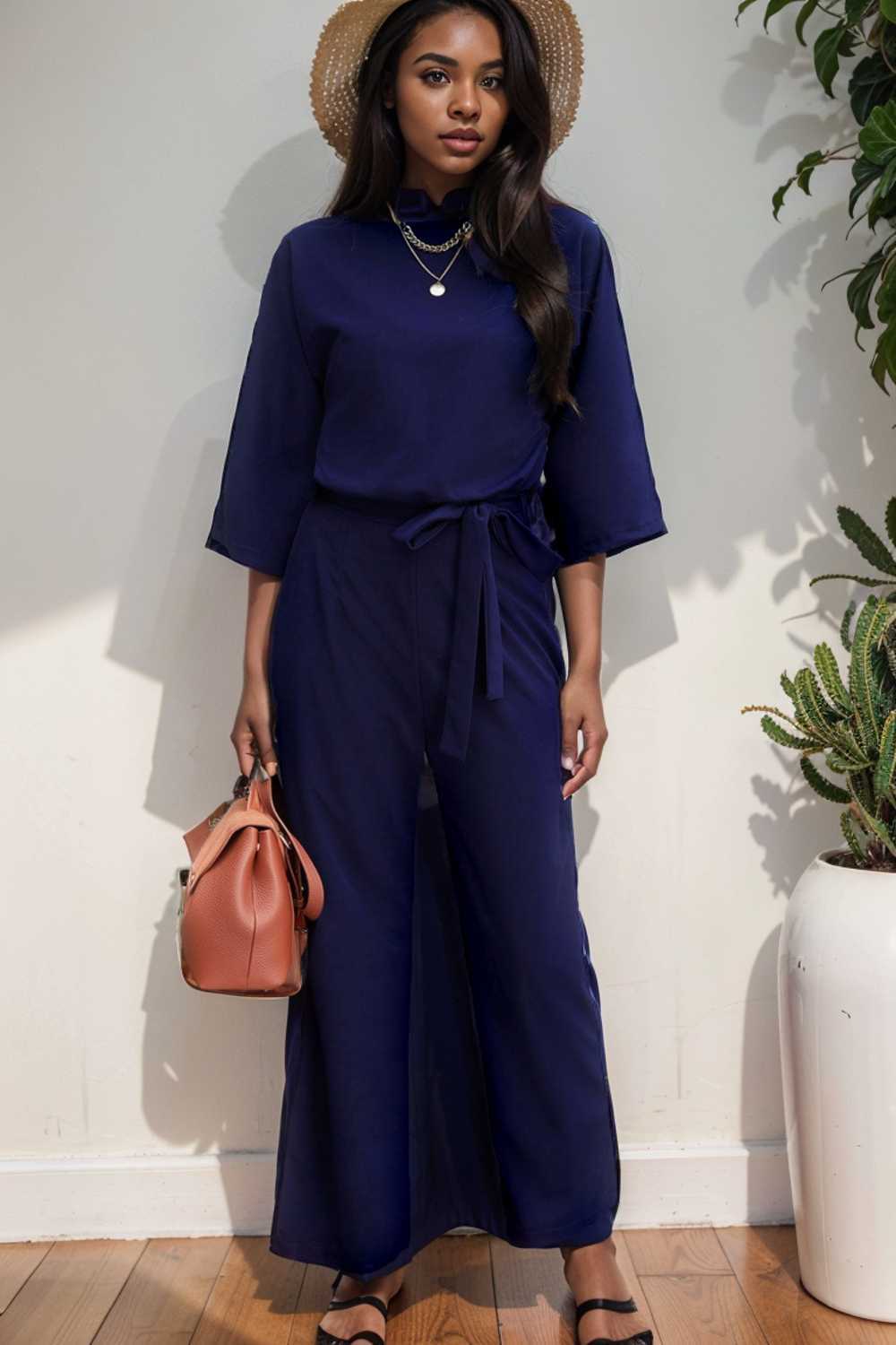 solid color one shoulder short sleeve jumpsuit 110144