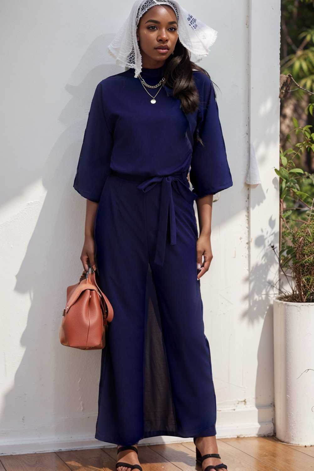 solid color one shoulder short sleeve jumpsuit 110143