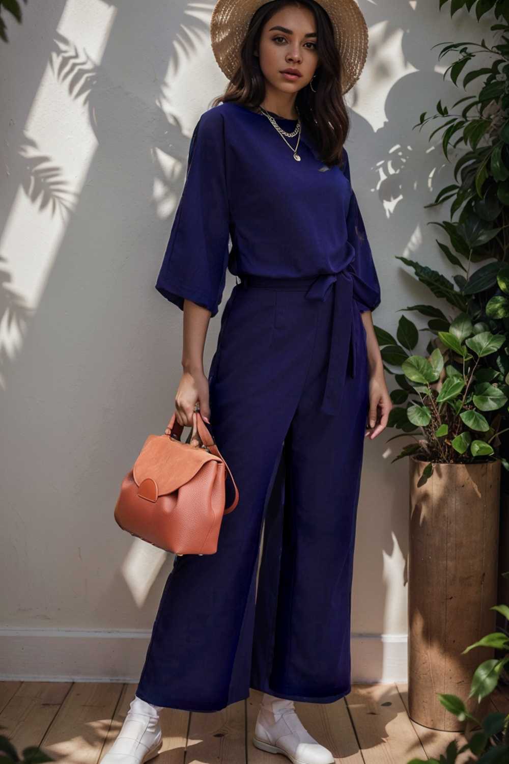 solid color one shoulder short sleeve jumpsuit 110136
