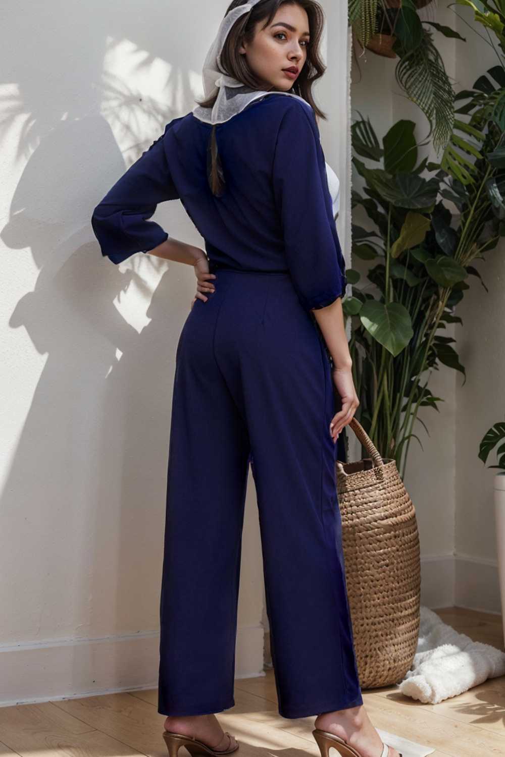 solid color one shoulder short sleeve jumpsuit 110117