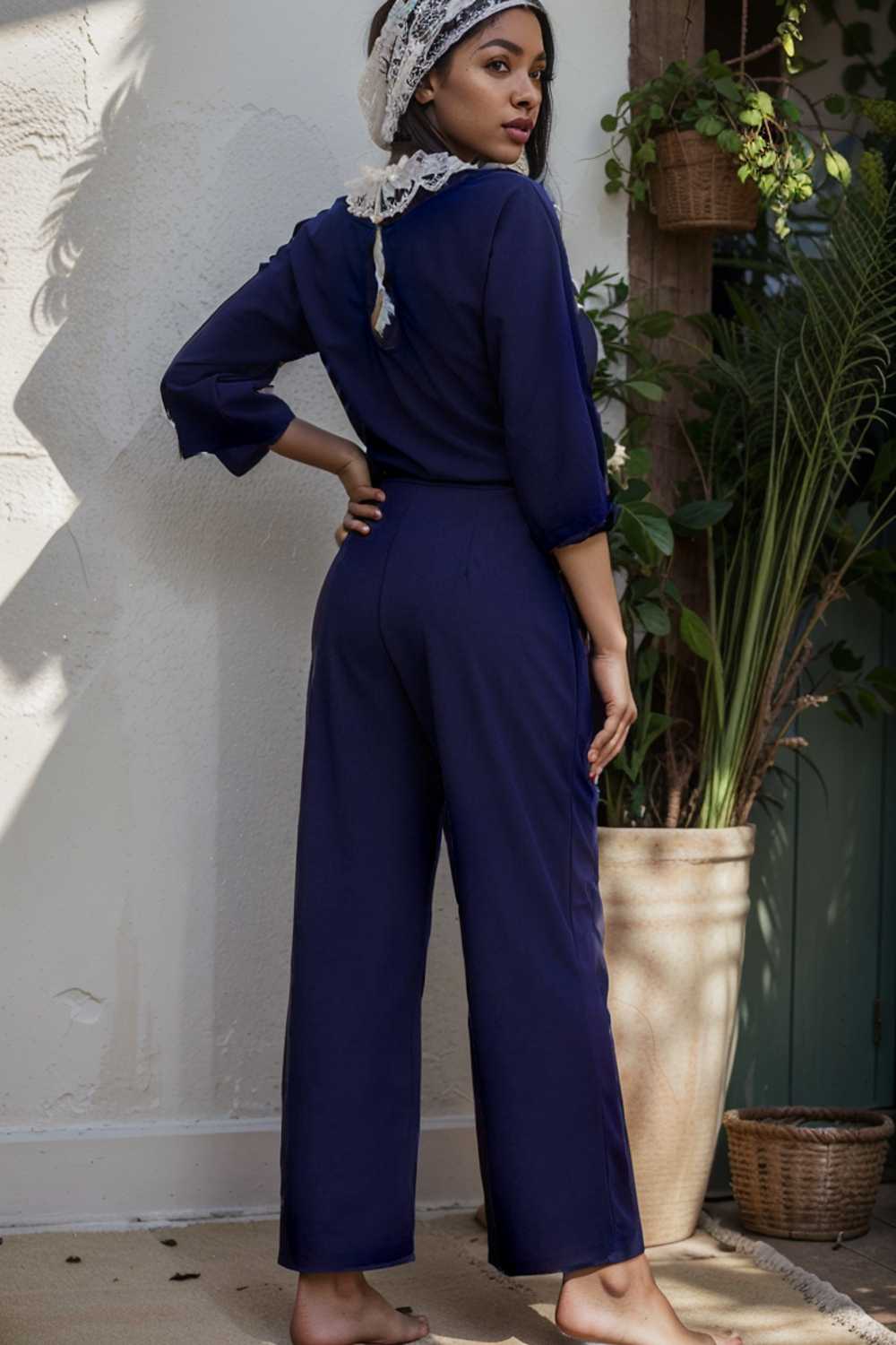 solid color one shoulder short sleeve jumpsuit 110115